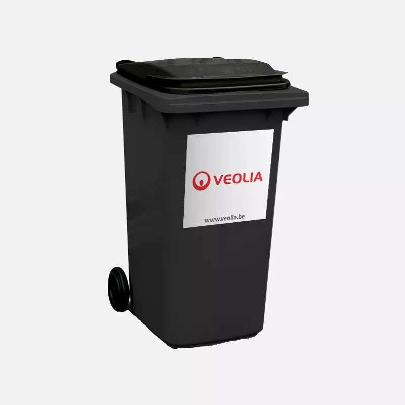 Verpakte voedingsmiddelen in 240L rolcontainer met inliner| Veolia Belgium