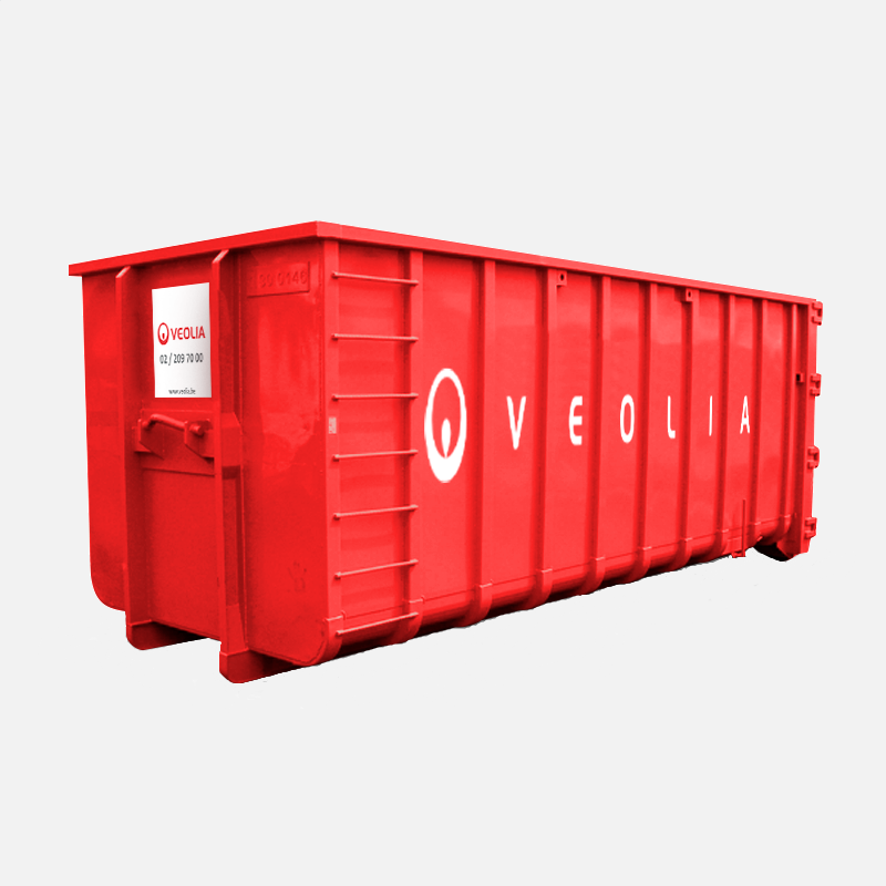Vrachtwagenbanden met velg huren in open afzetcontainer van 30 m³ | Veolia Belgium