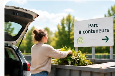 Particulier dans un parc à conteneurs Veolia